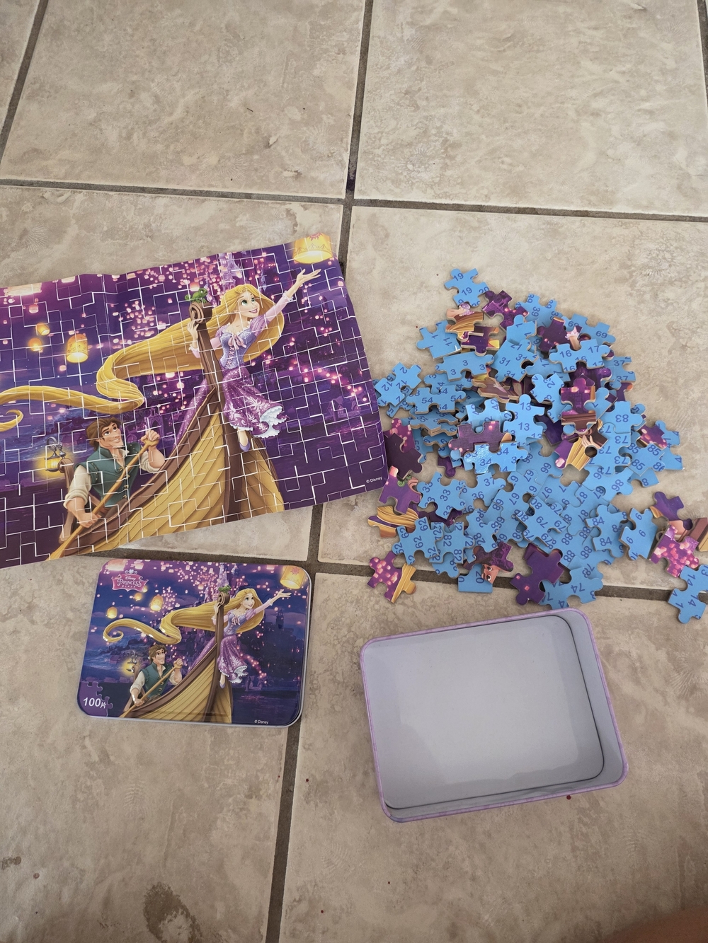 Disney Pink & Blue Jigsaw Puzzle Tin with Numbered Pieces